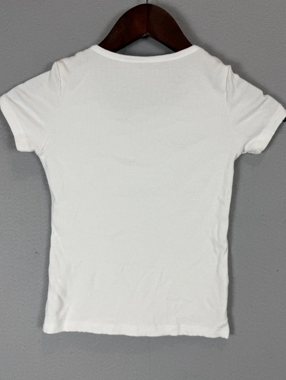 White Ribbed Scoop Neck Short Sleeve Top Girls Size 7-8Y